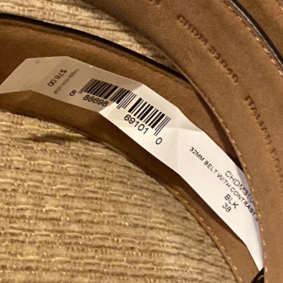 ♣️NWT Cole Haan Black Stitched Genuine Leather Belt - Picture 9 of 14